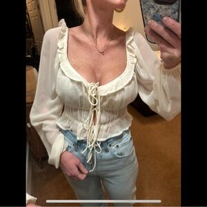 Elegant Cream Ruffle Top